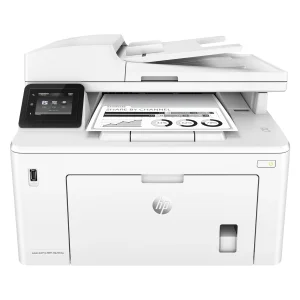 پرینتر اچ پی تک رنگ چهار کاره‌ با چاپ لیزری مدل LaserJet Pro MFP M227fdw، سایز چاپ A4، امکان چاپ دو رو، قابلیت‌ اتصال به WiFi