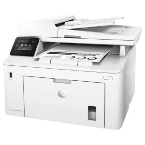 پرینتر اچ پی تک رنگ چهار کاره‌ با چاپ لیزری مدل LaserJet Pro MFP M227fdw، سایز چاپ A4، امکان چاپ دو رو، قابلیت‌ اتصال به WiFi
