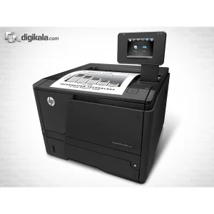 پرینتر لیزری تک‌کاره تک‌رنگ سایز A4 اچ‌پی مدل LaserJet Pro 400 M401dn با قابلیت چاپ دورو خودکار و چاپ مستقیم از حافظه فلش USB، سرعت چاپ 33 برگ در دقیقه و اتصال شبکه LAN