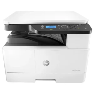 پرینتر اچ‌پی تک رنگ سه کاره با چاپ لیزری مدل LaserJet MFP M438n، سایز چاپ A3، مجهز به پورت شبکه، قابلیت چاپ دو روی خودکار و قابلیت اتصال به شبکه WiFi، دارای صفحه نمایش LCD