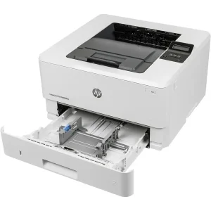 پرینتر اچ پی تک رنگ تک کاره با چاپ لیزری مدل LaserJet Pro M402dne، سایز چاپ A4، دارای فناوری خاموش‌شدن خودکار، قابلیت چاپ دو رو، سرعت زیاد چاپ