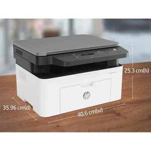 پرینتر لیزری 3 کاره اچ‌پی مدل LaserJet MFP 136a با قابلیت پرینت، اسکن و کپی، اتصال USB و نمایشگر