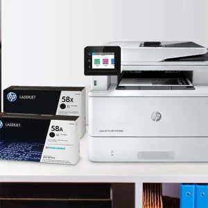 پرینتر اچ پی تک رنگ چهار کاره با چاپ لیزری مدل LaserJet Pro MFP M428fdn، سایز چاپ A4، قابلیت چاپ دو رو، چاپ فایل‌های فلش مموری از طریق USB، مجهز به پورت شبکه، دارای صفحه نمایش LCD