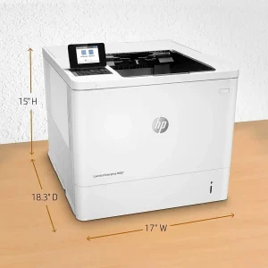 پرینتر اچ پی تک رنگ تک کاره با چاپ لیزری مدل LaserJet Enterprise M607dn، سایز چاپ A4، قابلیت تغییر زاویه، چاپ دو روی اتوماتیک، اتصال به شبکه‌ی Ethernet