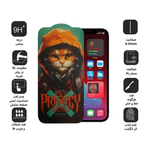 محافظ صفحه نمایش حریم شخصی اپیکوی مدل Privacy Hoodie Cat مناسب برای گوشی موبایل اپل iPhone 12 Pro Max