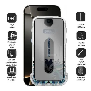 محافظ صفحه نمایش حریم شخصی اپیکوی مدل Lion Privacy Easy Install مناسب برای گوشی موبایل اپل iPhone 16 Pro  به همراه کیت نصب