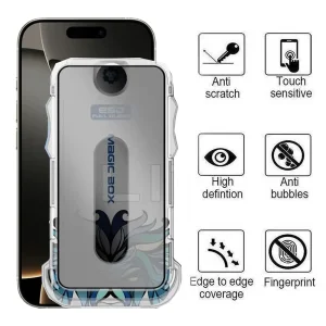 محافظ صفحه نمایش حریم شخصی اپیکوی مدل Lion Privacy Easy Install مناسب برای گوشی موبایل اپل iPhone 16 Pro  به همراه کیت نصب