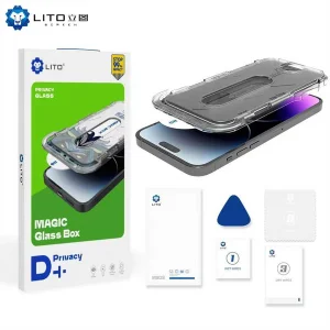 محافظ صفحه نمایش حریم شخصی اپیکوی مدل Lion Privacy Easy Install مناسب برای گوشی موبایل اپل iPhone 16 Pro  به همراه کیت نصب