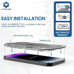 محافظ صفحه نمایش حریم شخصی اپیکوی مدل Lion Privacy Easy Install مناسب برای گوشی موبایل اپل iPhone 16 Pro  به همراه کیت نصب