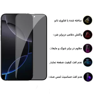 محافظ صفحه نمایش حریم شخصی اپیکوی مدل Privacy مناسب برای گوشی موبایل اپل iPhone 16 Pro