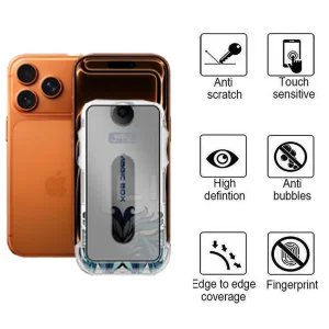 محافظ صفحه نمایش حریم شخصی اپیکوی مدل Lion Privacy Easy Install مناسب برای گوشی موبایل اپل iPhone 17 Pro / 17 / 16 Pro  به همراه کیت نصب
