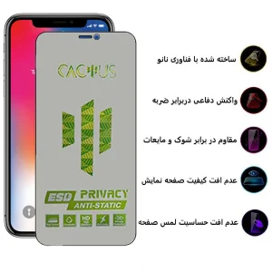 محافظ صفحه نمایش حریم شخصی اپیکوی مدل Cactus-ESD-Privacy مناسب برای گوشی موبایل اپل iPhone 11 Pro Max / XS Max
