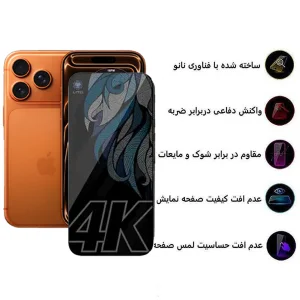 محافظ صفحه حریم شخصی نمایش اِپیکوی مدل Lion stereo Vision Pro Pri مناسب برای گوشی موبایل iPhone 17 Pro Max