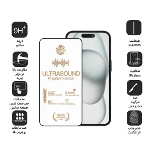 محافظ صفحه نمایش اپیکوی مدل UltraSound مناسب برای گوشی موبایل اپل iPhone 16/15/14 Pro