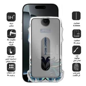 محافظ صفحه نمایش حریم شخصی اپیکوی مدل Lion Privacy Easy Install مناسب برای گوشی موبایل اپل iPhone 16 Pro Max به همراه کیت نصب