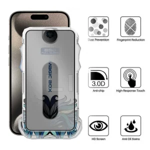 محافظ صفحه نمایش حریم شخصی اپیکوی مدل Lion Privacy Easy Install مناسب برای گوشی موبایل اپل iPhone 15 Pro Max به همراه کیت نصب