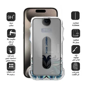 محافظ صفحه نمایش حریم شخصی اپیکوی مدل Lion Privacy Easy Install مناسب برای گوشی موبایل اپل iPhone 15 Pro Max به همراه کیت نصب