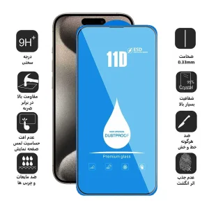 محافظ صفحه نمایش 11D اپیکوی مدل Blue ESD مناسب برای گوشی موبایل اپل iPhone 15 Pro
