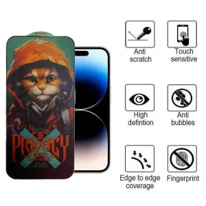 محافظ صفحه نمایش حریم شخصی اپیکوی مدل  Privacy Hoodie Cat مناسب برای گوشی موبایل اپل iPhone 15 Pro