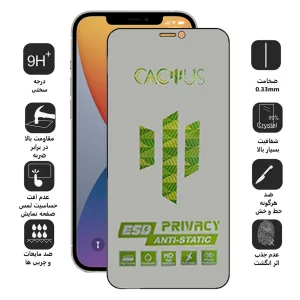 محافظ صفحه نمایش حریم شخصی اپیکوی مدل Cactus-ESD-Privacy مناسب برای گوشی موبایل اپل iPhone 12 Pro / 12