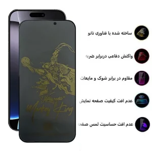 محافظ صفحه نمایش حریم شخصی اپیکوی مدل Monkey King مناسب برای گوشی موبایل اپل iPhone 16 Pro Max