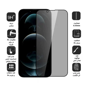 محافظ صفحه نمایش حریم شخصی اپیکوی مدل Pry مناسب برای گوشی موبایل اپل iPhone 16e / 14 / 13 Pro / 13