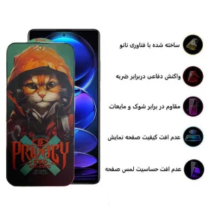 محافظ صفحه نمایش حریم شخصی اپیکوی مدل Privacy Hoodie Cat مناسب برای گوشی موبایل شیائومی Redmi Note 12 Pro Plus/ Note 12 Pro 5G /Note 12 Pro 4G/ Note 12 5G /Note 12 4G/Note 12 (China)