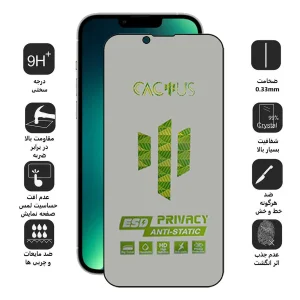 محافظ صفحه نمایش حریم شخصی اپیکوی مدل Cactus-ESD-Privacy مناسب برای گوشی موبایل اپل iPhone 14 / 13 Pro / 13