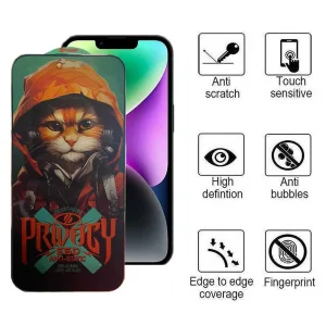 محافظ صفحه نمایش حریم شخصی اپیکوی مدل Privacy Hoodie Cat مناسب برای گوشی موبایل اپل iPhone 14 pro max/ 16 Plus /15 plus