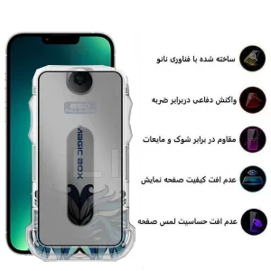 محافظ صفحه نمایش حریم شخصی اپیکوی مدل Lion Privacy Easy Install مناسب برای گوشی موبایل اپل iPhone 14 Plus/13 Pro Max به همراه کیت نصب