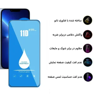 محافظ صفحه نمایش 11D اپیکوی مدل Blue ESD مناسب برای گوشی موبایل اپل iPhone 13 Pro Max/ 14 Plus