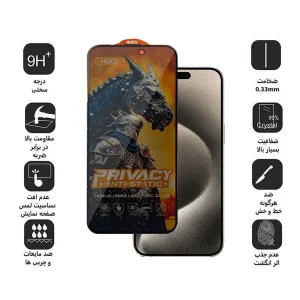 محافظ صفحه نمایش حریم شخصی اپیکوی مدل Knight Privacy مناسب برای گوشی موبایل اپل iPhone 15 Pro Max