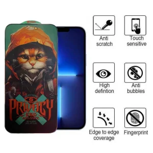 محافظ صفحه نمایش حریم شخصی اپیکوی مدل Privacy Hoodie Cat مناسب برای گوشی موبایل اپل iPhone 13 Pro Max /14 plus
