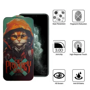 محافظ صفحه نمایش حریم شخصی اپیکوی مدل Hoodie Cat مناسب برای گوشی موبایل اپل  iPhone 11 Pro/ Xs /X