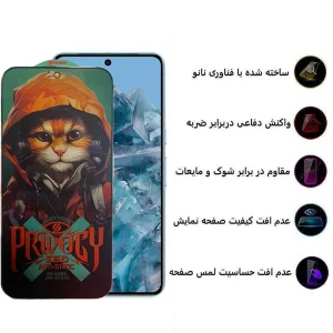 محافظ صفحه نمایش حریم شخصی اپیکوی مدل Privacy Hoodie Cat مناسب برای گوشی موبایل گوگل Pixel 9 Pro XL