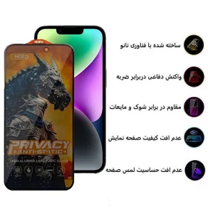محافظ صفحه نمایش حریم شخصی اپیکوی مدل Knight Privacy مناسب برای گوشی موبایل اپل iPhone 13/ 13 Pro/ 14