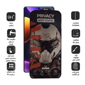 محافظ صفحه نمایش حریم شخصی اپیکوی مدل Alpha مناسب برای گوشی موبایل شیائومی Redmi Note 12 Turbo/ Note 12 Pro 5G/ Note 12 Explorer/ Note 12 Discovery/ Note 12 Pro Speed