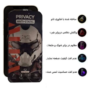 محافظ صفحه نمایش حریم شخصی اپیکوی مدل Alpha مناسب برای گوشی موبایل اپل iphone 12 Pro Max