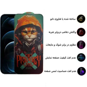 محافظ صفحه نمایش حریم شخصی اپیکوی مدل Hoodie Cat مناسب برای گوشی موبایل اپل iPhone 12 / 12 Pro