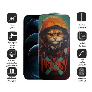 محافظ صفحه نمایش حریم شخصی اپیکوی مدل Hoodie Cat مناسب برای گوشی موبایل اپل iPhone 12 / 12 Pro