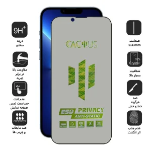 محافظ صفحه نمایش حریم شخصی اپیکوی مدل Cactus-ESD-Privacy مناسب برای گوشی موبایل اپل iPhone 14 Plus / 13 Pro Max