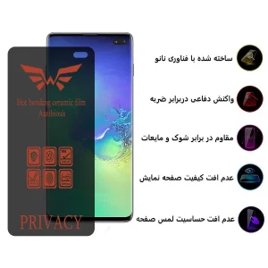 محافظ صفحه نمایش حریم شخصی اپیکوی مدل  Nano-Privacy مناسب برای گوشی موبایل سامسونگ Galaxy S10 Plus