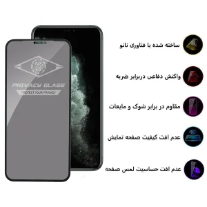 محافظ صفحه نمایش حریم شخصی اپیکوی مدل PvSight مناسب برای گوشی موبایل اپل iPhone 11 Pro / XS / X