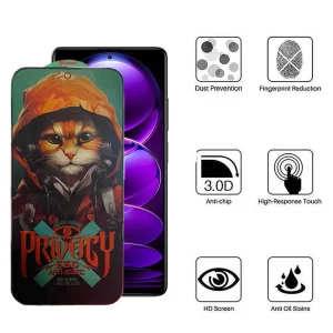 محافظ صفحه نمایش حریم شخصی اپیکوی مدل Privacy Hoodie Cat مناسب برای گوشی موبایل شیائومی Redmi Note 12 Explorer / Note 12 Discovery / Note 12 Pro Speed / Note 12R Pro / Note 12 Turbo