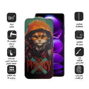 محافظ صفحه نمایش حریم شخصی اپیکوی مدل Privacy Hoodie Cat مناسب برای گوشی موبایل شیائومی Redmi Note 12 Explorer / Note 12 Discovery / Note 12 Pro Speed / Note 12R Pro / Note 12 Turbo