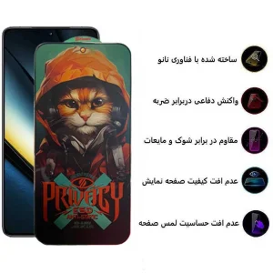 محافظ صفحه نمایش حریم شخصی اپیکوی مدل Privacy Hoodie Cat مناسب برای گوشی موبایل شیائومی Poco F6 / F6 Pro / Redmi Turbo 3