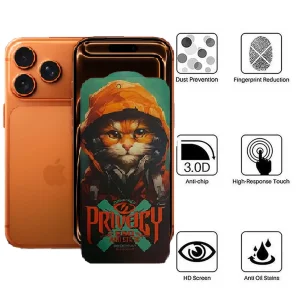 محافظ صفحه نمایش حریم شخصی اپیکوی مدل Privacy Hoodie Cat مناسب برای گوشی موبایل اپل iPhone 17 Pro / 17 / 16 Pro