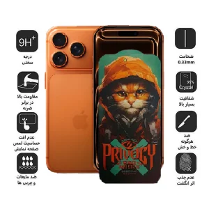 محافظ صفحه نمایش حریم شخصی اپیکوی مدل Privacy Hoodie Cat مناسب برای گوشی موبایل اپل iPhone 17 Pro / 17 / 16 Pro