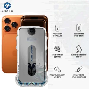 محافظ صفحه نمایش حریم شخصی اپیکوی مدل Lion Privacy Easy Install مناسب برای گوشی موبایل اپل iPhone 17 Pro / 17 /16 Pro به همراه کیت نصب