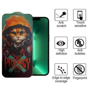 محافظ صفحه نمایش حریم شخصی اپیکوی مدل Hoodie Cat مناسب برای گوشی موبایل اپل iPhone 13 / 14 / 13 pro